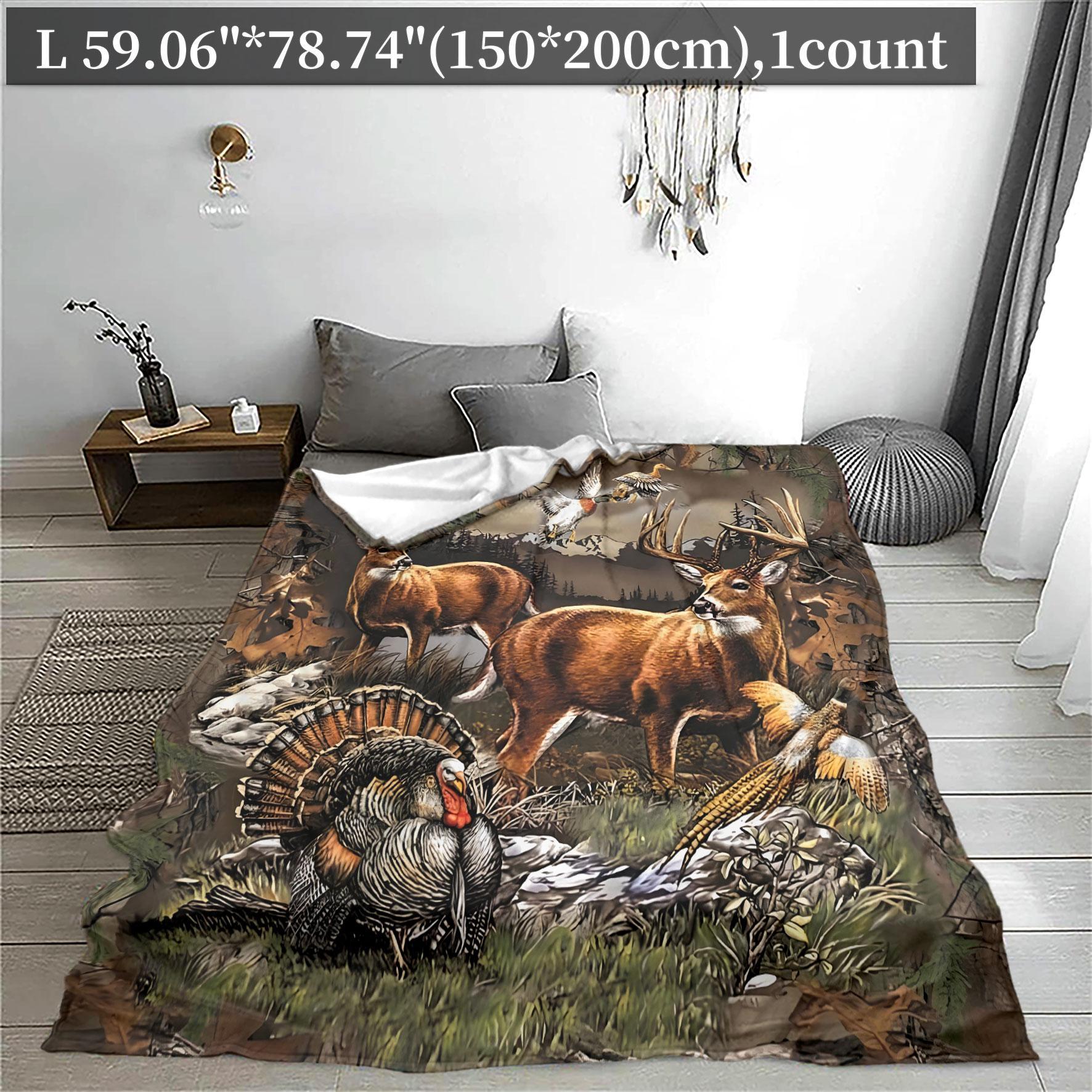 Animal Print Soft Blanket, 1 Count/2 Counts Multi-purpose Throw Blanket, Multifunctional Blanket, Air-conditioned Room Blanket, Warm Nap Blanket for Home Office Travel Camping