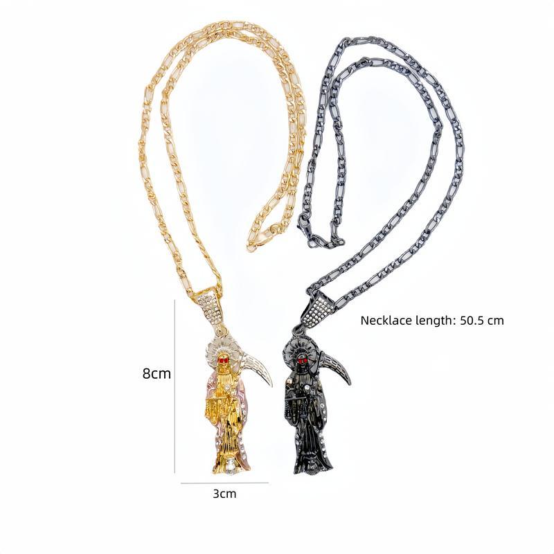 Santa Muerte Necklace Figaro Chain Santisma Muerte Pendant/Charm St. Jude Men's Women's Necklace