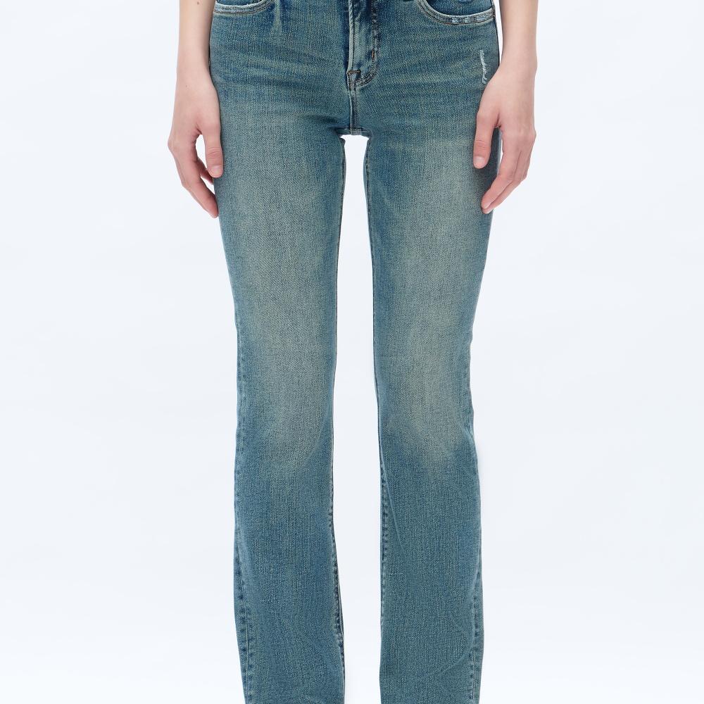 Women's Retro High-Waisted Flare Jeans with Belt Loops – Slim Fit Bootcut Denim Trousers, Casual Streetwear for All Seasons m&m