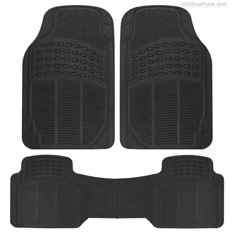 Floor Mats for Cars Trucks SUV, 3-Piece All-Weather Car Mats with Universal Fit Design, Durable Car Floor Mats with Capture Ridges, Waterproof Rubber Floor Mats for CarsFFSummitSupply7CC41PeakPulse Gear