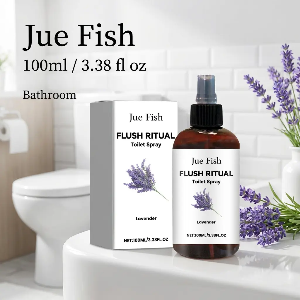 Jue Fish Lavender Toilet Aroma Spray (3 to 3.9 fl oz/100ml) - Home Bathroom Fragrance Freshener with Neroli Oil, 3-Year Shelf Life, Odor-Neutralizing Scent for Bathroom Toilet Bowl Use