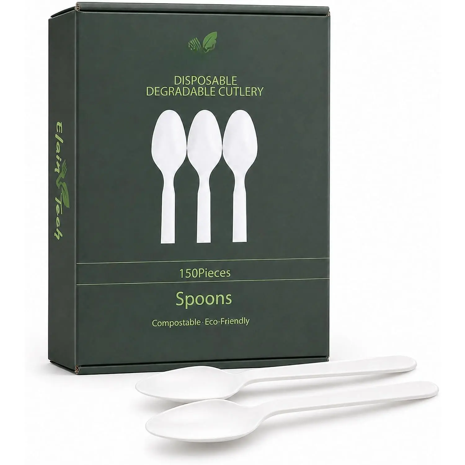 BPI Certified Compostable Disposable Spoons,150 Count,6.3 Inch