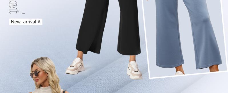 WIHOLL Two Piece Sets for Women Summer Outfits Lounge Sets Mock Neck Tops Wide Leg Crop Pants Vacation Travel Outfits