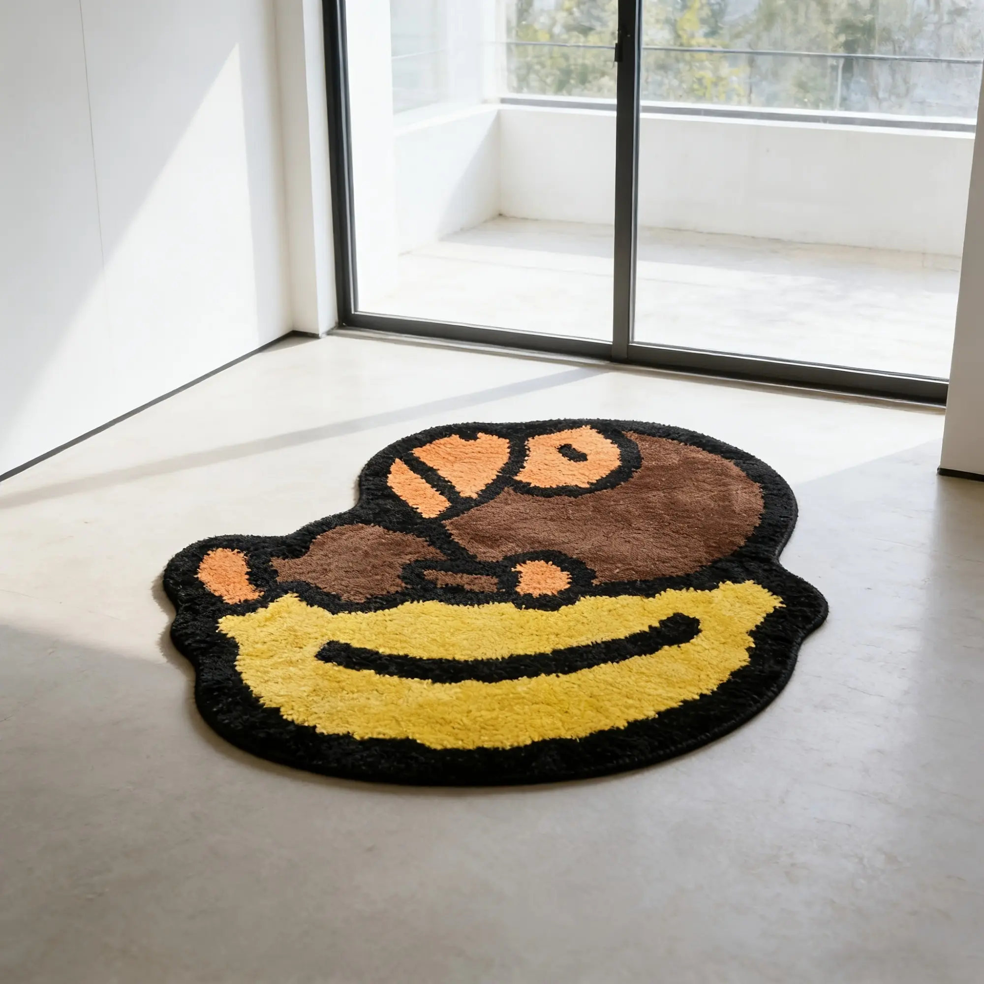 Cute Monkey Banana Pattern Rug, Fun Cartoon Design, Soft Comfortable Blanket, Perfect Halloween Gift, Ideal for Living Room and Bedroom, Home Decor Rugs