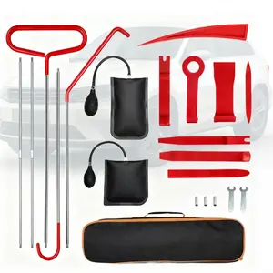 21-Piece Long-Handled Tool Set with Storage Bag, Automotive Tools, Car Door Repair Manual Tools, Wedge Air Pump, Locksmith Kit, Emergency Unlocking Tools