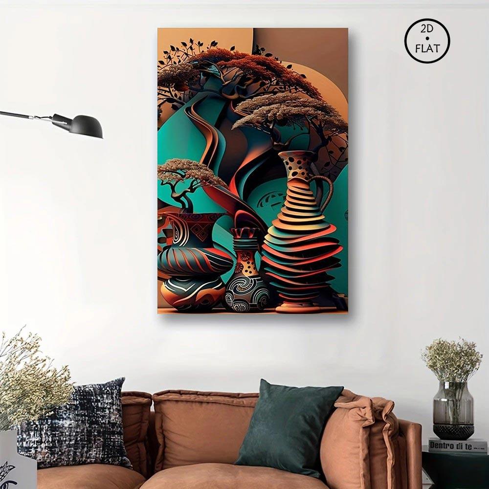 Wooden Framed Canvas Painting African Art Poster Abstract Wall Art for Home Decor High Quality Canvas Prints for Living Room Bedroom Kitchen Office Cafe Decor Perfect Gift Ready to Hang Ornaments Artistic Photo