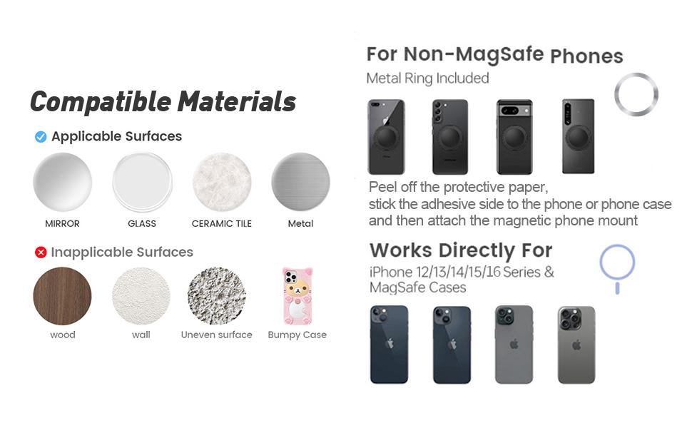 Magnetic Suction Phone Mount for MagSafe Case,Silicone Sticky Phone Grip Holder for iPhone,Removable Hands-Free Selfie/Video for TikTok & Instagram Influencer/Creator (White) Magnetic Suction Phone Mount for MagSafe Case,Silicone Sticky Phone Grip Holder for iPhone,Removable Hands-Free Selfie/Video for TikTok & Instagram Influencer/Creator (White)