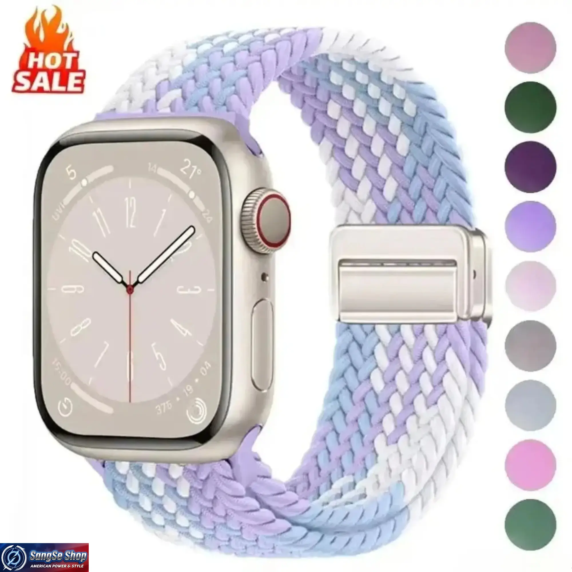 Pink Sand Woven Elastic Smartwatch Strap, Flexible Breathable Replacement Band for Series & Ultra (40–49mm), Soft Lightweight Comfortable Fit, Ideal for Everyday Wear, Outdoor Activities & Fashion Tech Accessories
