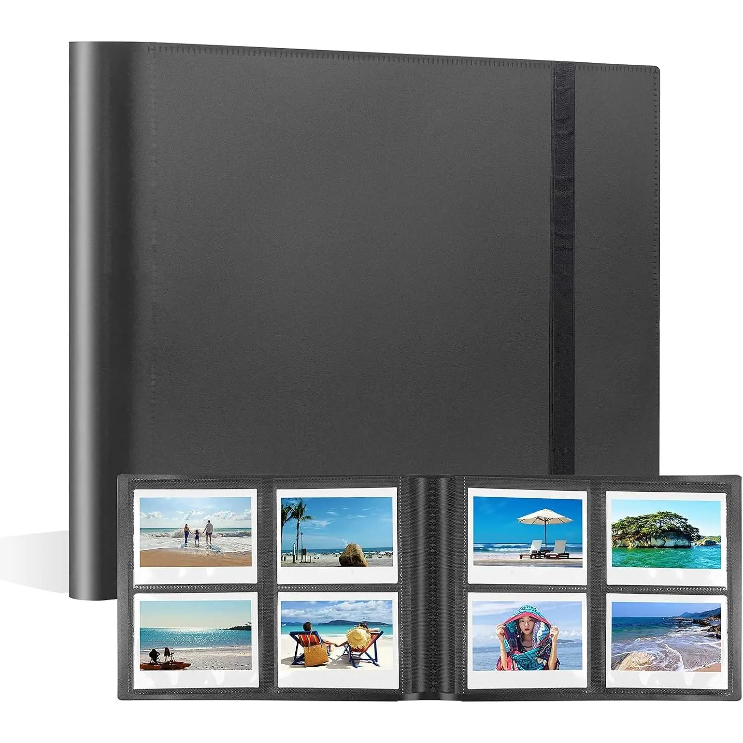160 Pockets Photo Album for Instax Wide and Polaroid 600/i-Type Photos, BlackGift