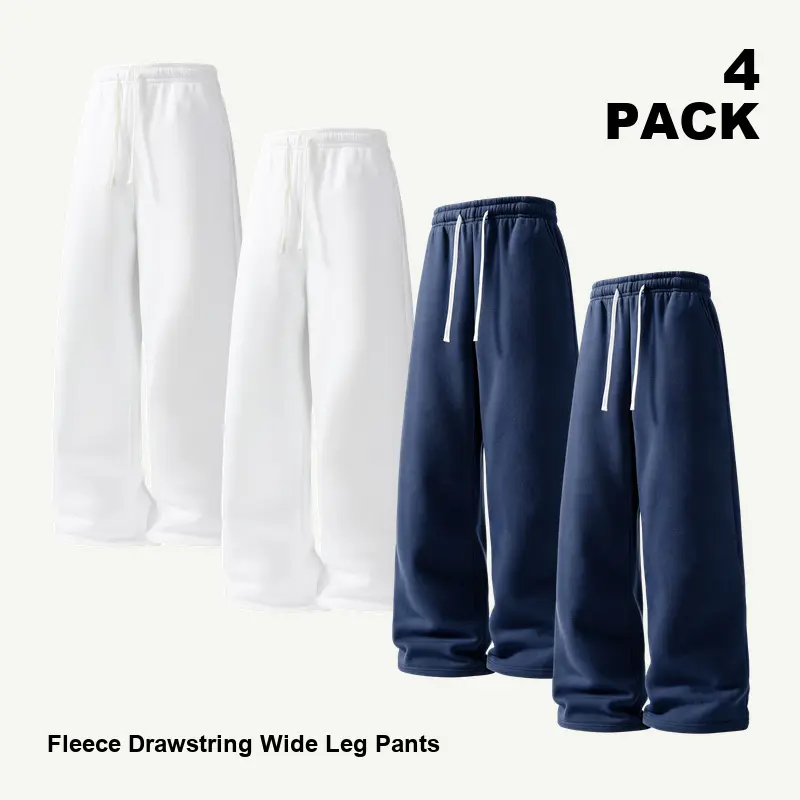 4-Pack Men's Wide Leg Sweatpants Set, 2+2 Assorted Solid Colors with 2 Pants per Color, Loose Fit Drawstring Elastic Waist Casual Lounge Pants with Side Pockets for Everyday Comfort