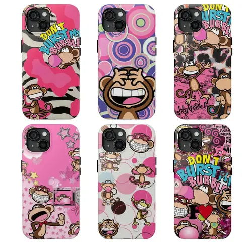"Monkey Don't Burst My Bubble" 2-In-1 Soft TPU Smartphone Casing - Shockproof Drops, Slim Yet Secure Phone Accessory for iPhone 11-17 (Pro Series), Samsung S23-S26