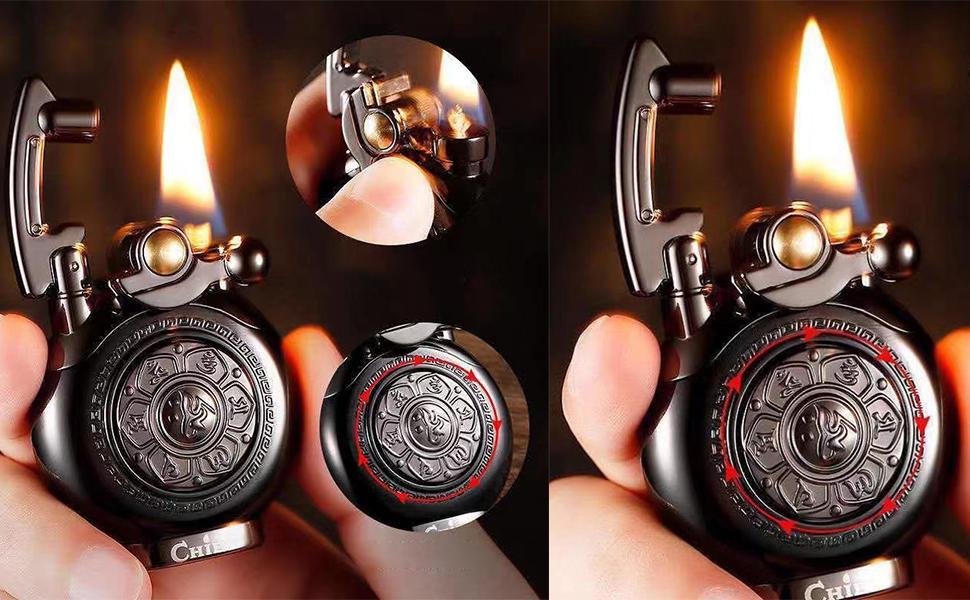 Vintage lighters, Reusable Trench Cool lighters, Suitable for Birthday Gifts for Men's Fathers and Husbands (Free of Butane Gas)