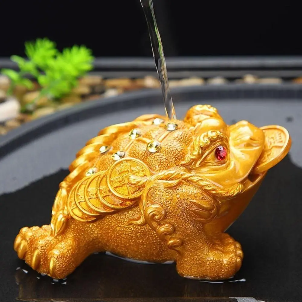 Heat-Activated Color Changing Golden Toad & Pixiu Zisha Tea Pet, Cultivable Auspicious Figurine, Elegant Decor Ornament & Accessory For Kung Fu Tea Trays And Tea Table Layout