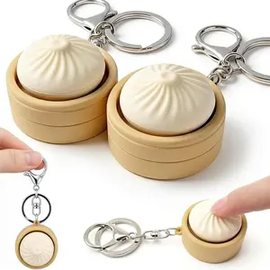 2-Piece Dumpling Fidget Clicker Toy - Button Clicker Keychain for Stress Relief, Anxiety, and Passing Time - Portable, Crisp Sound, Home, Office, Travel, Gifts for Adults