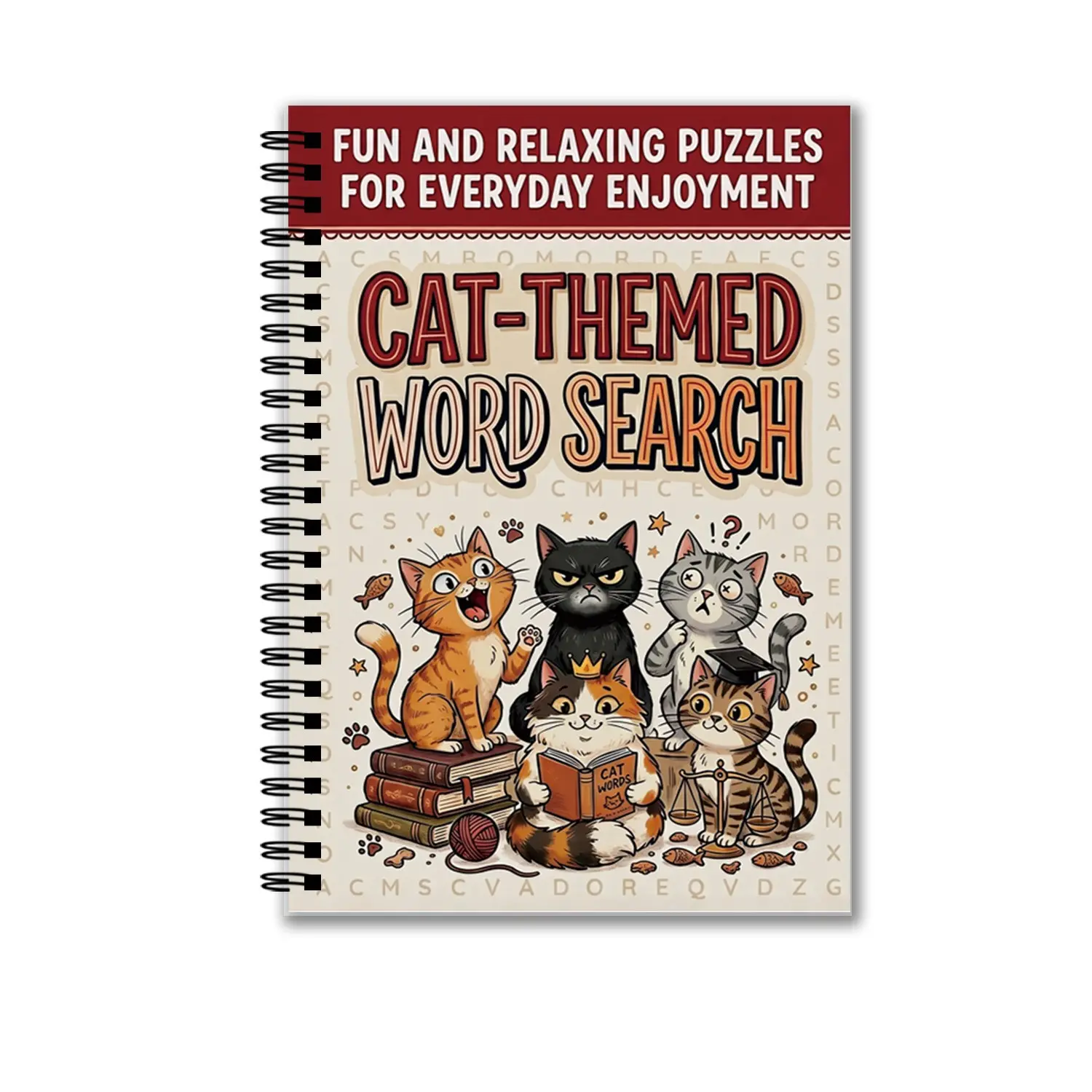 Cross-Border New Cat Theme Word Search Book, Stress Relief Puzzle Game Book, 80 Pages Fun Crossword Puzzle Album, Brain Teaser Activity Book