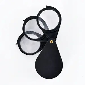 Handheld portable 15X magnifying glass, 30mm optical lens, 3-lens three-fold high-definition high-magnification folding design, mini high-magnification tool for reading small print, specialized tool for reading books, optical glass + ABS