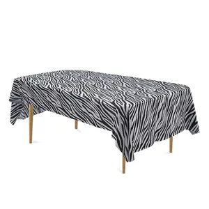 1pc Safari Animal Print Table Cover Jungle Animal Theme Tablecover 54x108inch Party Zoo Tablecloths Tiger Zebra Print for Animal Theme Baby Showers Safari Birthday Party Decoration, Plastic Decor, Party Supply, Party Decoration Supplies