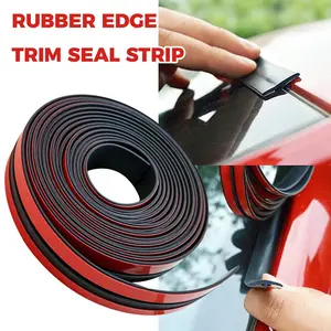 1/2 PCS 16.5Ft Universal Self Adhesive Auto Rubber Weather Draft Seal Strip, Car Windshield Edge Moulding Sealing Strip Soundproof T-Type Rubber Edge Protector Trim(19mm)