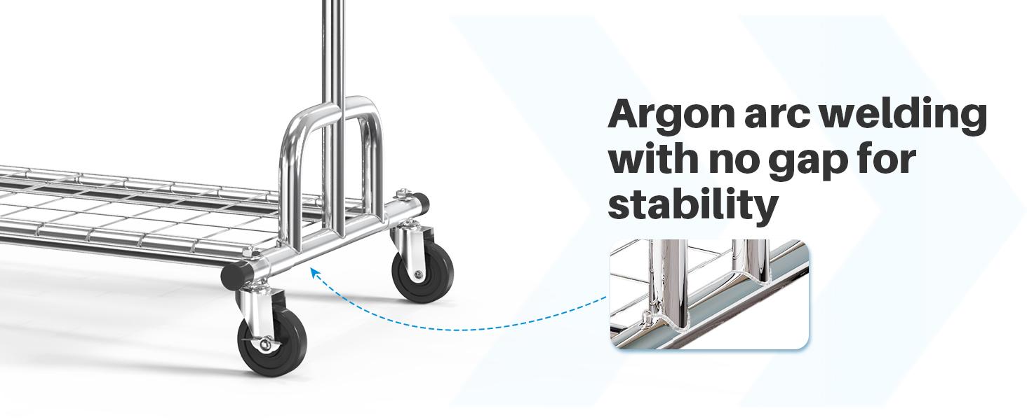 Clothing Garment Rack Capacity 525LBS Clothing Racks on Wheels Rolling Clothes Rack for Hanging Clothes Heavy Duty Collapsible Commercial