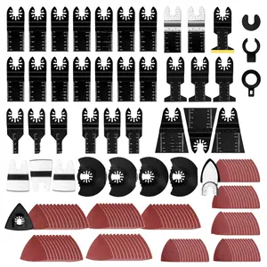 Oscillating Saw Blades with Sandpaper, Universal Titanium Multitool Blades for Wood/Plastics/Metal, Quick Release Multi Tool Kits Compatible with Dewalt, Ridgid, Ryobi, Rockwell