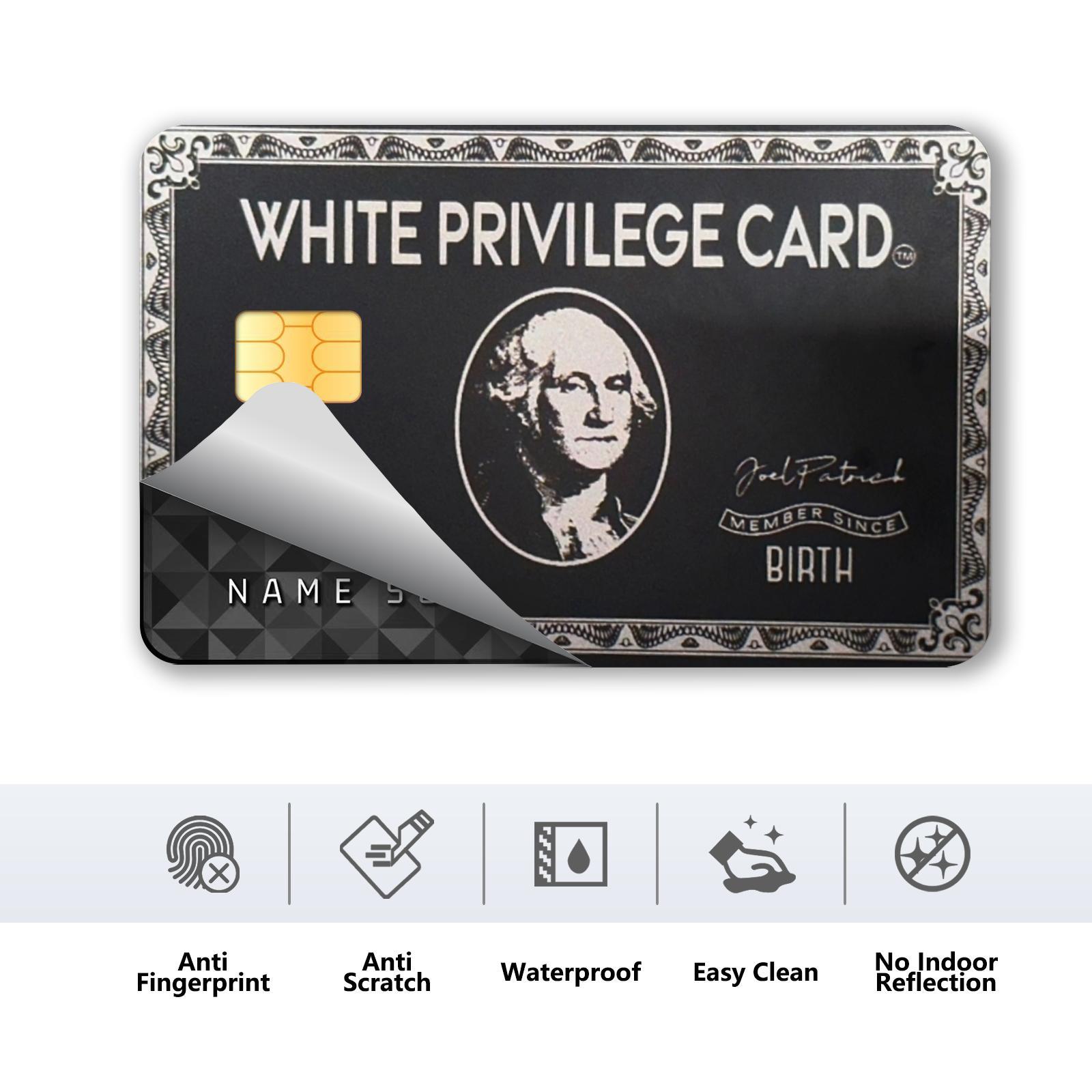 White Privilege Card Design Credit Card Ultra Thin Skin Vinyl Sticker, 4 Counts/set Ultra-thin Skin Vinyl No Residue Sticker, Waterproof & Scratch Resistant Card Sticker