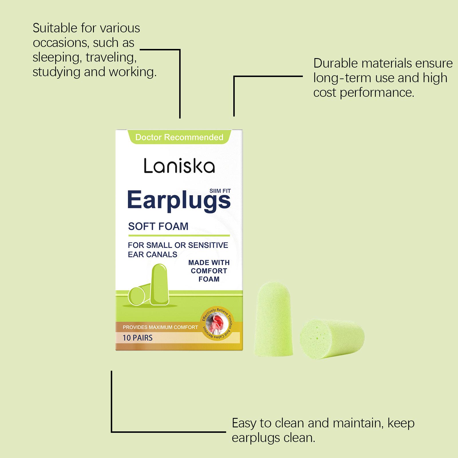 Laniska Foam Care Earplugs: Comfortable, soft foam earplugs for close-fitting ear care and relief