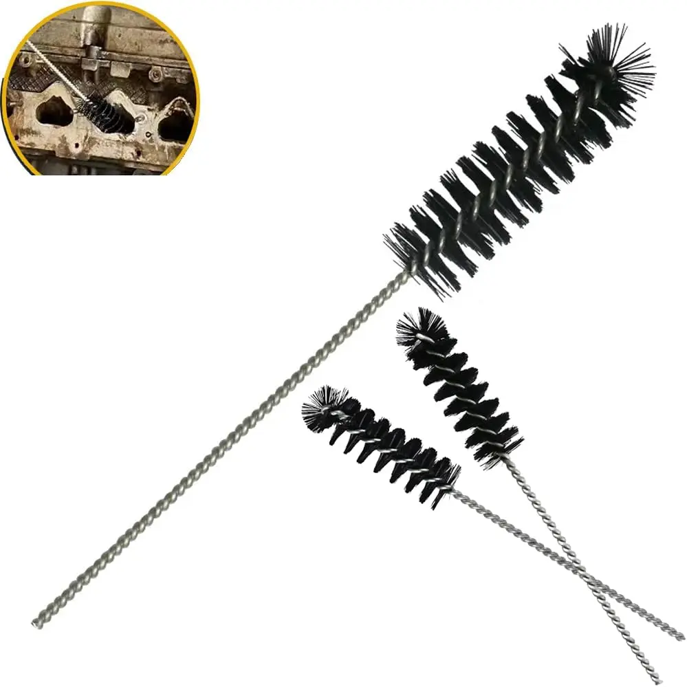 3-Pack Carbon Removal Nylon & Iron Brush Kit, Auto Repair Tools with Drill Attachments, Engine Cleaner for Auto Carburetor, Combustion Chamber, Cylinder & Engine Air Inlet