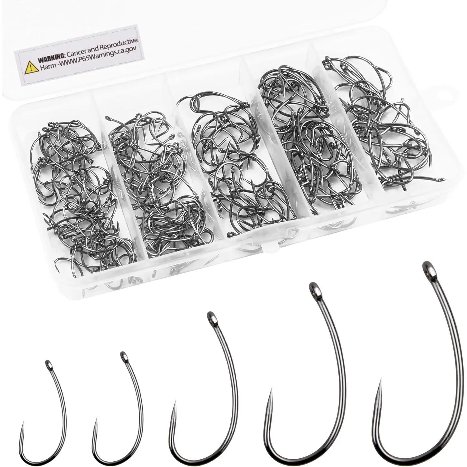210 count Barbless Fishing Hooks Kit Carp Fishing Circle Hooks  Shank Fly Tying Hook for Carp Hair Rigs Freshwater Saltwater
