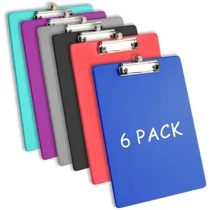 Clipboards with Pen Holder Plastic Standard A4 Letter Size 8.5x11 Inch Holds 100 Sheets 6 Pack Assorted Colors