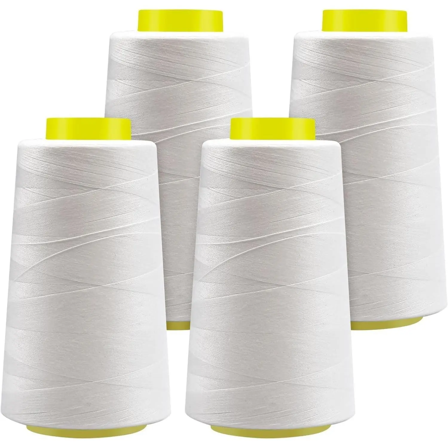 4 Cones x 3000 Yards (12,000 Yards Total) 40S/2 Polyester All-Purpose Thread for Sergers, Overlock Machines, Quilting & Handcrafts (4 White)