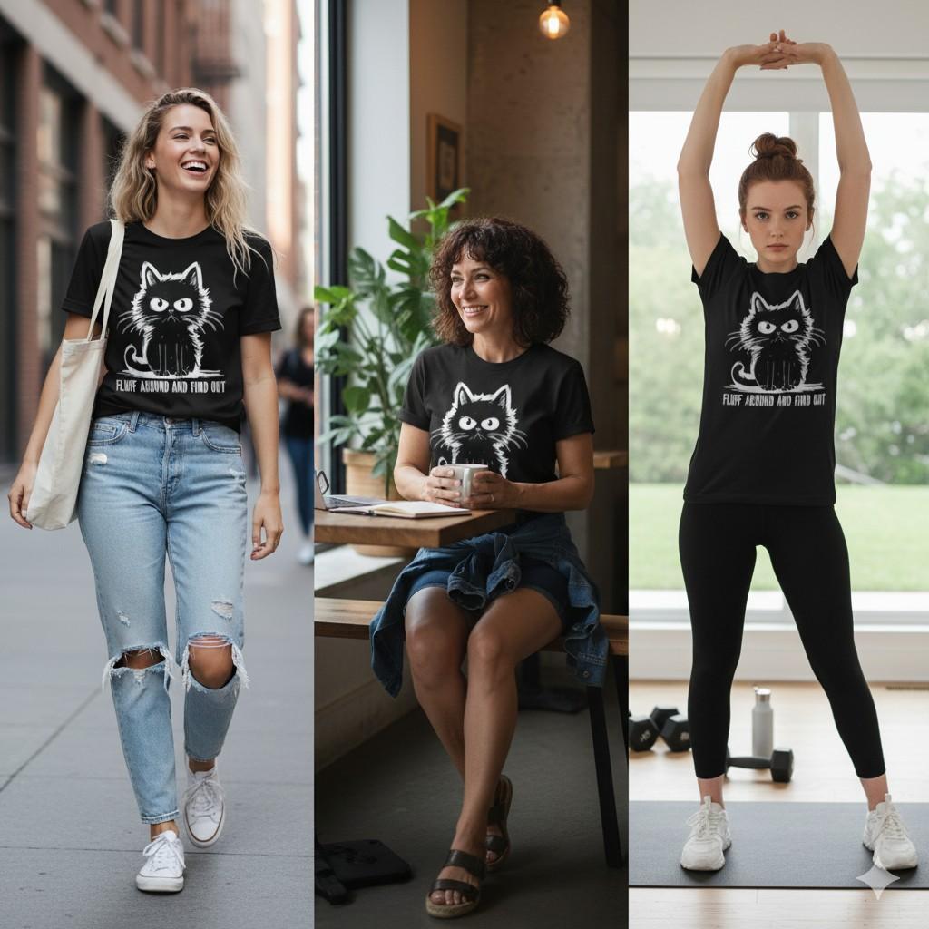 Funny Cat Shirt Fluff Around And Find Out Gifts Men Women T-Shirt "Fluff Around And Find Out" Graphic Tee, Cute Yet Savage Cat Attitude Shirt, Sarcastic Humor Tee for Men Women, Perfect Gift for Cat Lovers