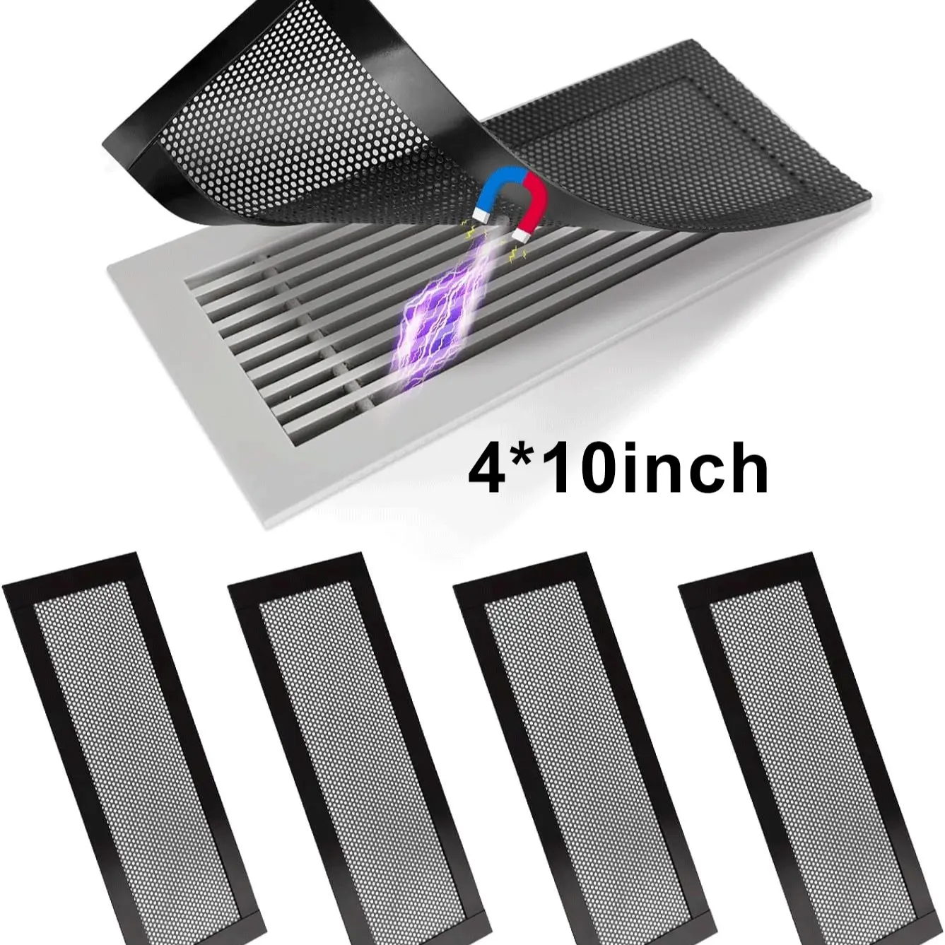 Magnetic Vent Cover, 4 Count Mesh Grille, Ventilation, Dust Protection, Dust & Debris Prevention, Pest Control, Ideal for Ceiling And Floor Vents #GLOBAL PICKS