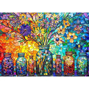 Stained Glass Puzzles Flower of Life Puzzles for Adults 1000 Piece, Jigsaw Puzzles for Adults, Adult Challenging Game Toys, Impossible Puzzle, Family Decoration Puzzle