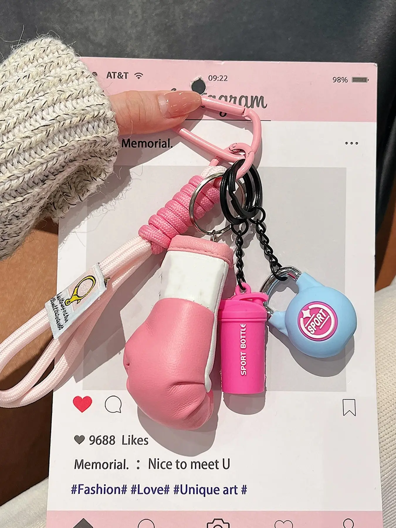 Cute Y2K Sports Keychain, Mini Boxing Glove Kettlebell Water Bottle Charm, Braided Rope Carabiner Key Lanyard, Aesthetic Backpack Pendant, Decorative Bag Accessory For Girls, Daily Commute & Outdoor