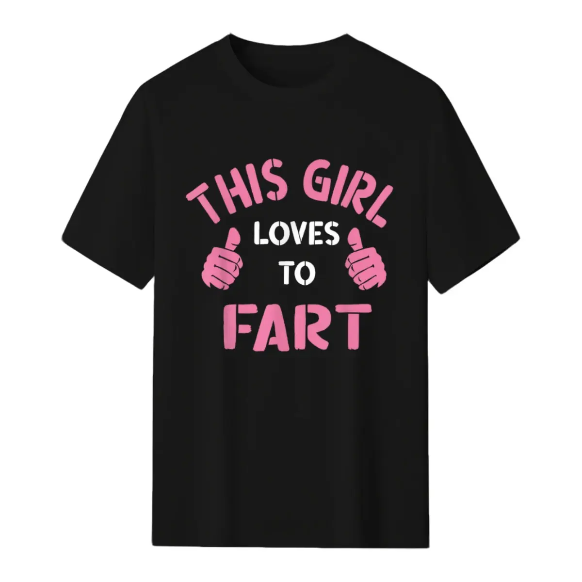 Vintage Casual Short-Sleeve Round Neck Tee, Funny Sarcastic "This Girl Loves To Fart" Sports Top, Shortsleeve