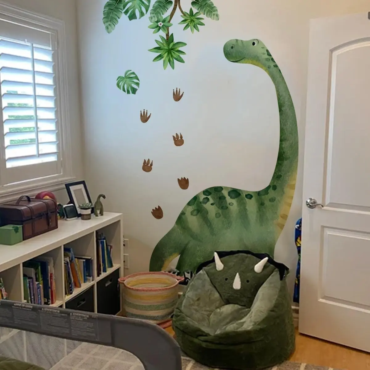 Large Dinosaur Wall Decals for Boys Bedroom Dino Footprints Peel and Stick Wall Stickers for Baby Toddler Kids Room Decor Murals for Nursery Daycare Classroom(Gift)