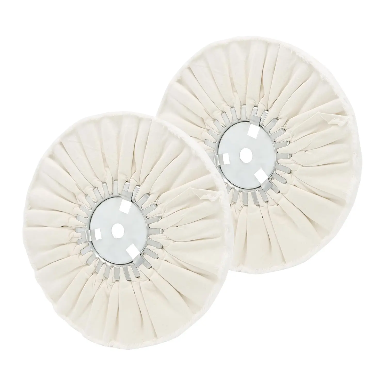 10 Inch 16 Ply White Airway Buffing Wheel, 5/8'' Arbor Hole, Medium Cut 2Pcs High Efficiency Polishing Wheel for Angle Grinder, Suitable for Aluminum Stainless Steel and Chrome Polishing