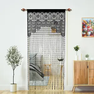 Macrame Lace Door String Curtain for Doorways,Room Divider Doorway Hippie Window Panel Room Divider Wall Closet Curtains for Bedroom Closet Door Drapes Decorations (35x79in/90x200cm,Black)