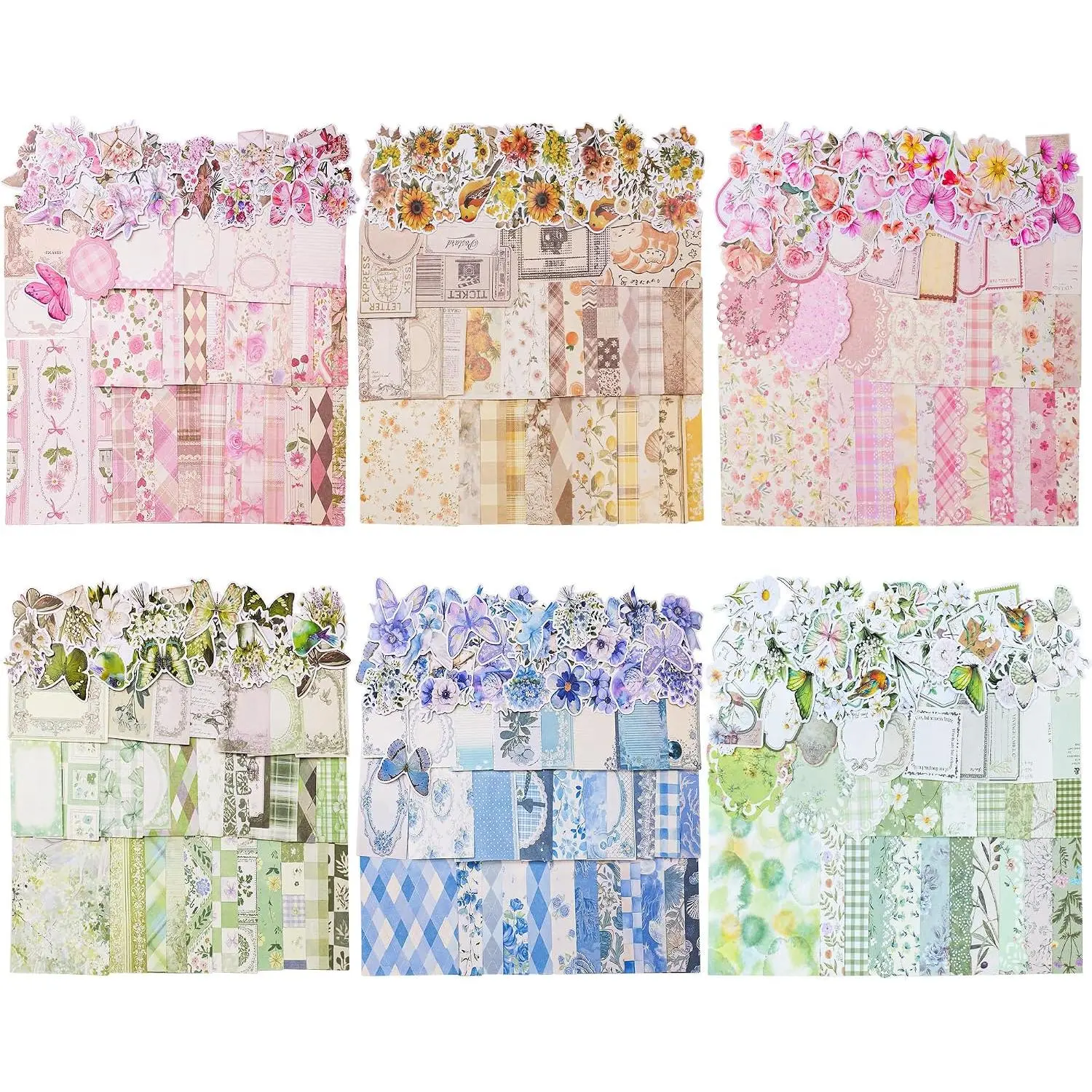 600 count  Scrapbook Paper,Junk Journal Paper,Scrapbook Supplies Kit | Decorative Small Spring Aesthetic Art ,Collage Floral Cardstock Journaling Stickers,Scrap Book for Wedding Valentine