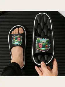 Cute Minecraft Inspired Cartoon Character Slippers for Kids Boys Girls Non Slip Indoor Home Shoes Soft Comfortable Warm Winter Slippers with Pixel Game Theme Design
