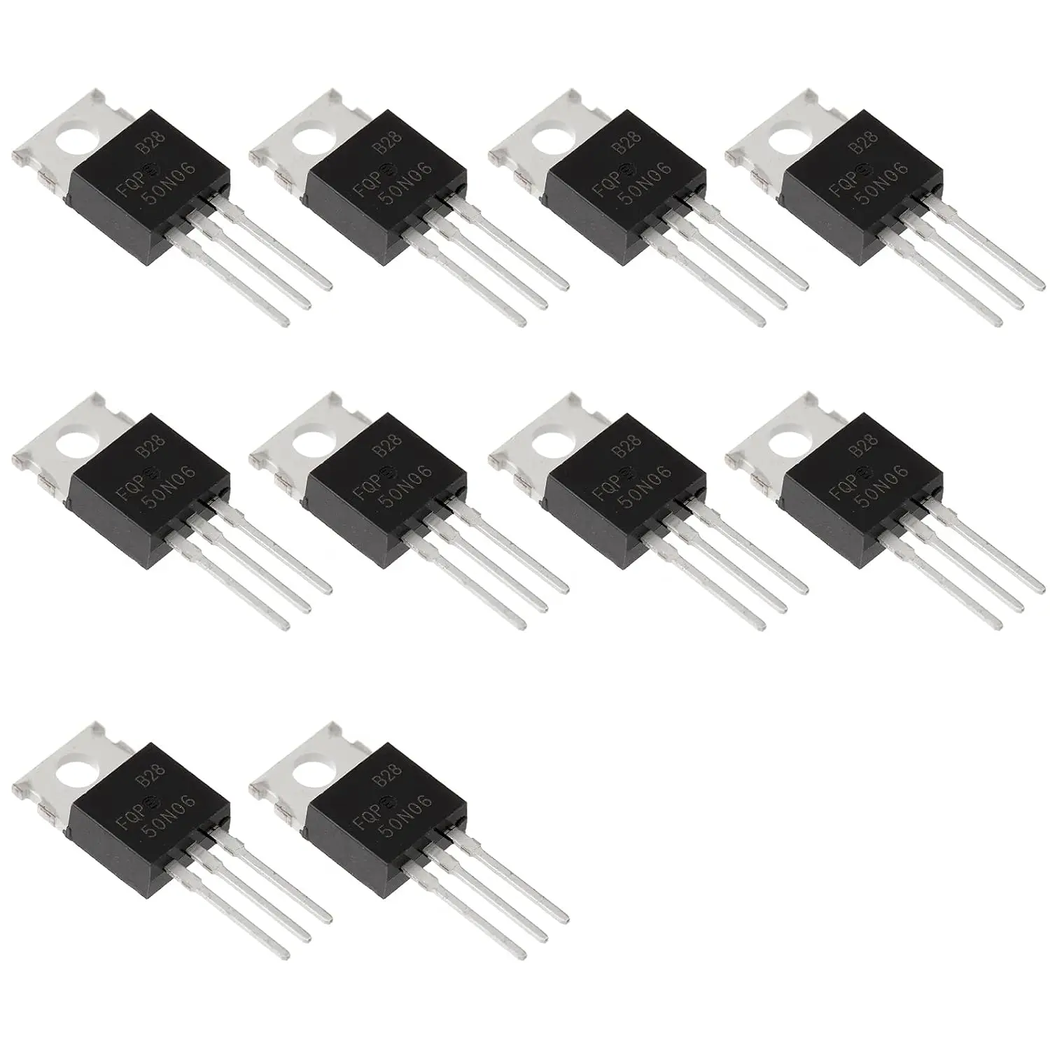 10pcs FQP50N06 FQP50 50N06 N-Channel Mosfet Transistor 52 A 60 V 3-Pin TO-220AB