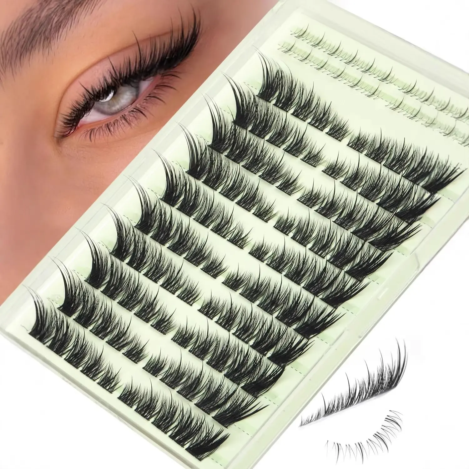 Fox Eye Spike Lash Clusters 10-18mm Waterproof Fluffy Eyelash Extension Kit DIY makeup fake mink