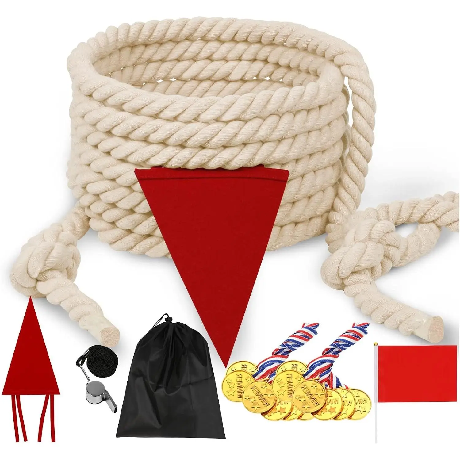 25FT Tug of War Rope for Kids & Adults, Ideal for Field Day Family Reunion, Lawn Camping Picnic, Backyard Carnival Fun and Outdoor Team Building Activities