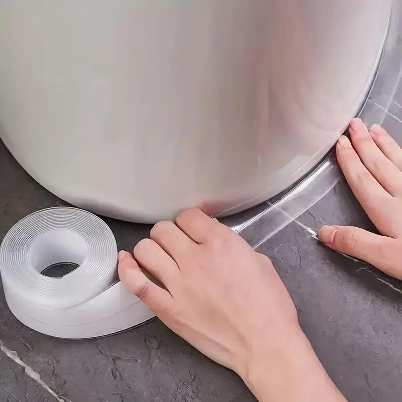 Easy-Adhesive Waterproof PVC Seal Tape, Transparent Mold-Resistant Sealing Strip for Kitchen and Bathroom Sinks, Toilets, Bathtubs