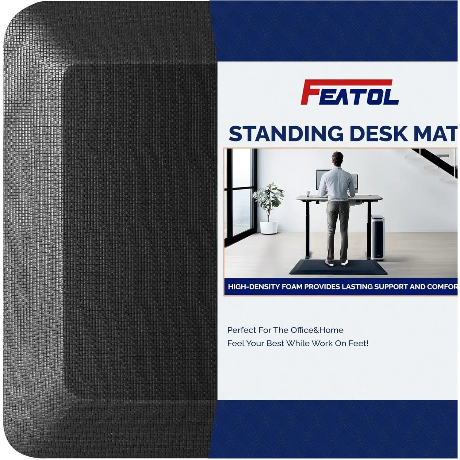 Anti Fatigue Mat for Standing, 9/10 Extra Thick Ergonomic Standing Desk Mat, Comfort Memory Foam Standing Mat for Home Office All Day (20" x 32", Black, 1PC)