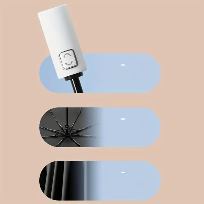 8 Bone Automatic Large Umbrella for Rain and Sun - Waterproof Fabric, Iron Handle and Skeleton, Simple Design, Compact and Windproof - Perfect for Outdoor Activities