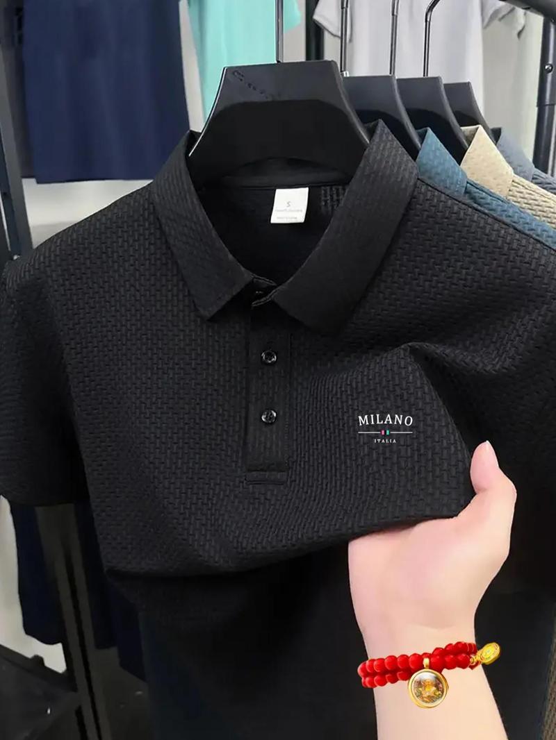 Men's Regular Fit Short Sleeve Polo Shirt, Casual Golf Polo, Casual Button Collar Top for Summer, Fashion Men's Clothes for Daily Wear