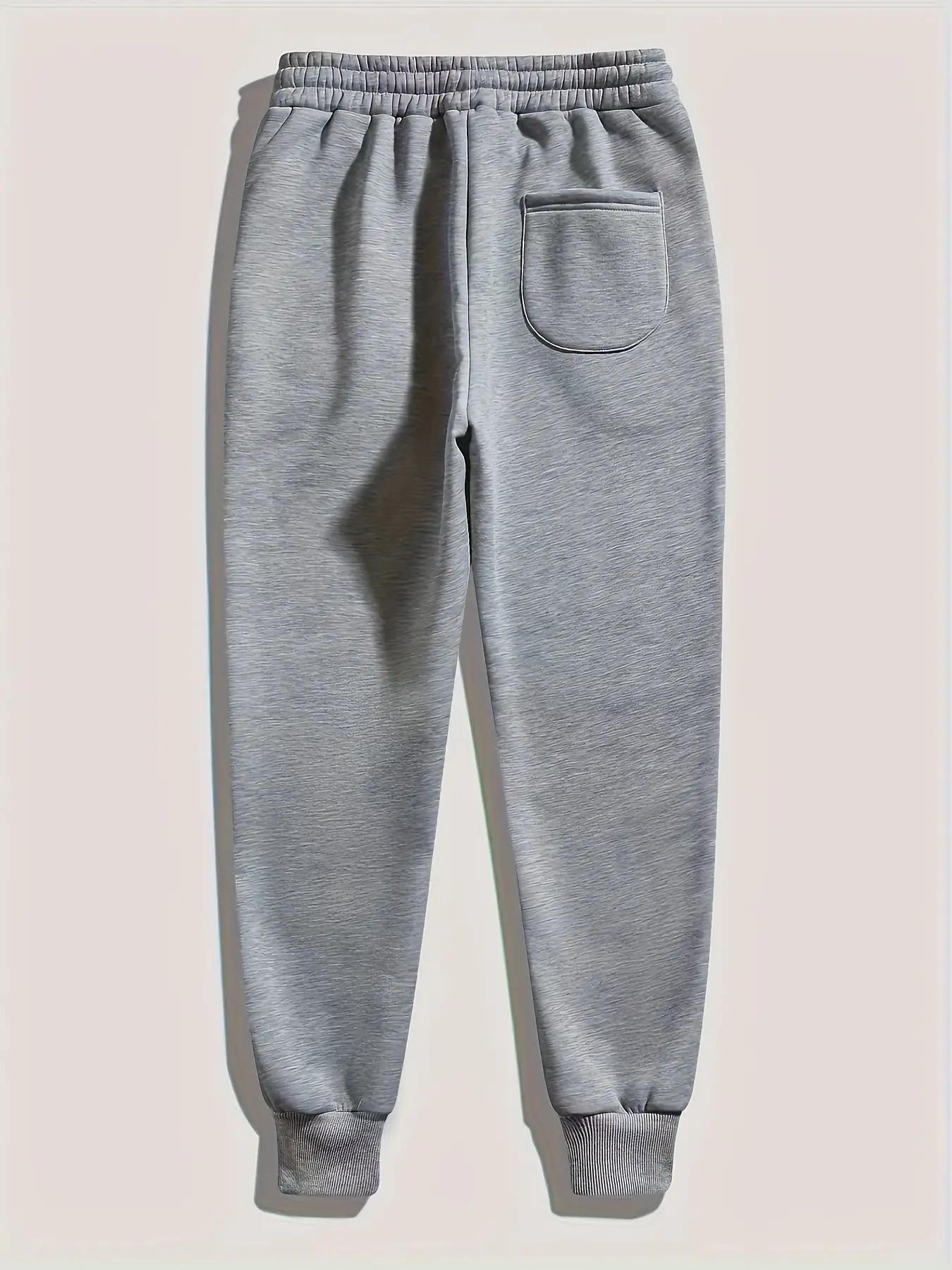 Men's Elastic Waist Sports Pants - Lightweight and Warm with Pockets, Loose Casual Autumn and Winter Outdoor Running Long Pants, Machine Washable Solid Color Comfortable Sports Pants