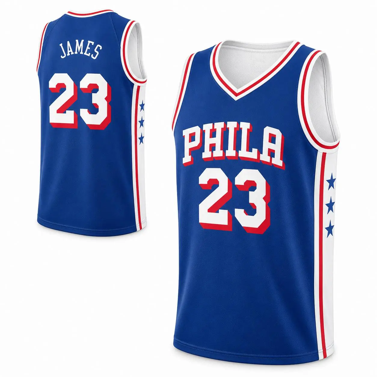 Men's Blue Basketball Style Sleeveless Jersey Red White Trim Mesh Tank Top, City Hoops Number Graphic Print, Lightweight Breathable Sports Shirt for Gym Training, Pickup Games, Summer Streetwear, Fan Outfit Casual Daily Wear, Athletic Top for Men USA