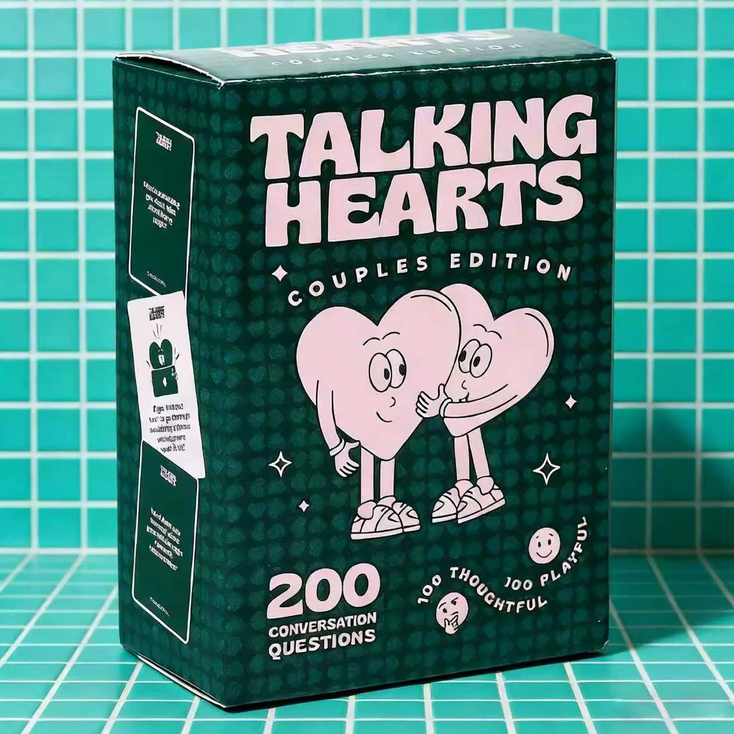 Talking Hearts Conversation Card Game, Perfect Gift for Couples, Includes 200 Questions & 2 Wild Cards, Ideal for Dates & Travel Adventures